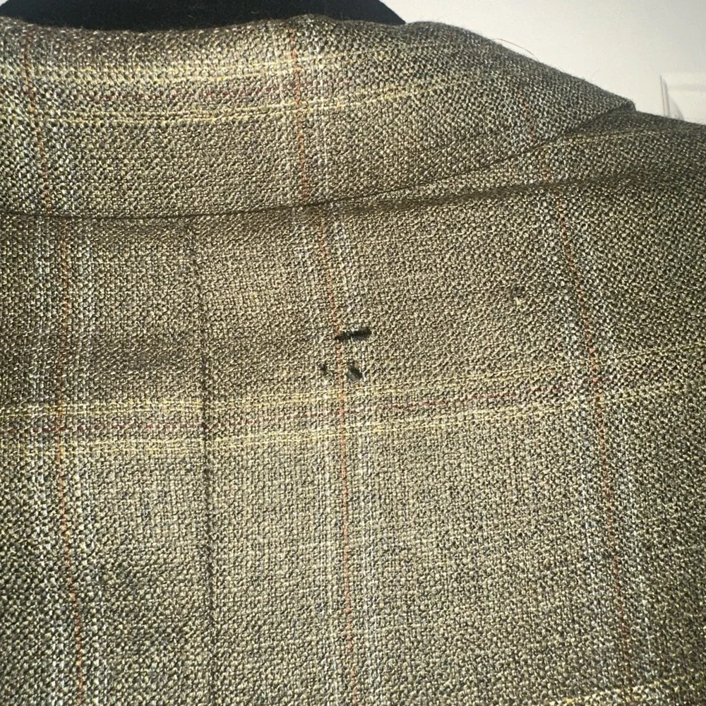 VTG John Nordstrom Sport Coat Mens 43L Tan Brown Plaid Wool Three‎ Button Blazer